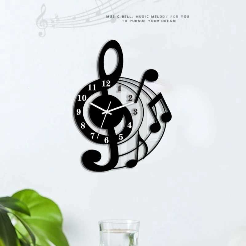 Music note wall clock acrylic mute wall clock is suitable for home living room bedroom room decoration wall clock C251015
