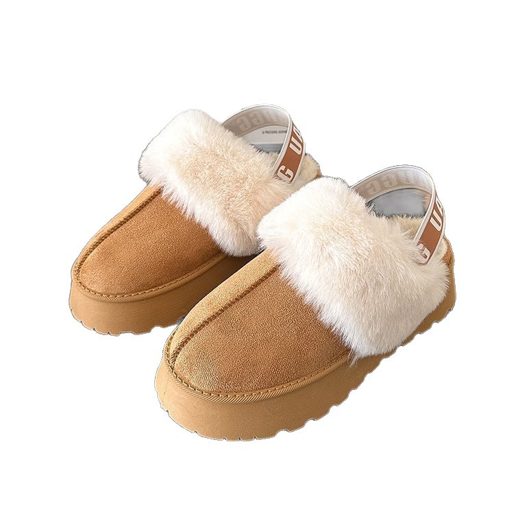 Hot new free shipping designer slippers for womens flat slippers brown khaki black New Fashionable Versatile Winter Fluffy Thickened Cotton Shoes