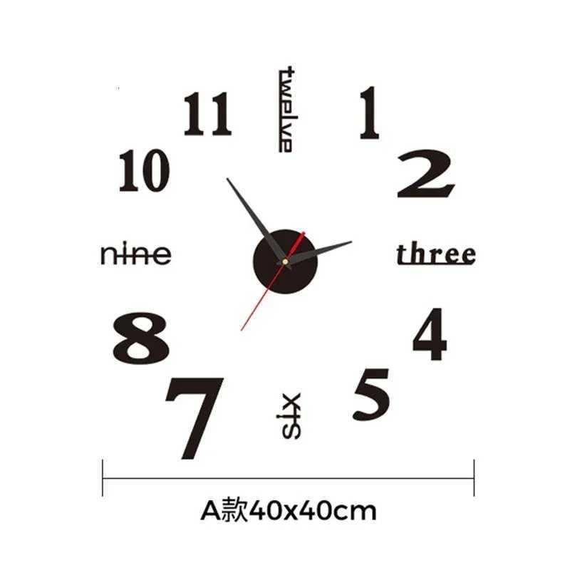 Large Size 3D DIY Silent Wall Clock BlackGoldSilver PunchFree Wall Sticker Clock C251015