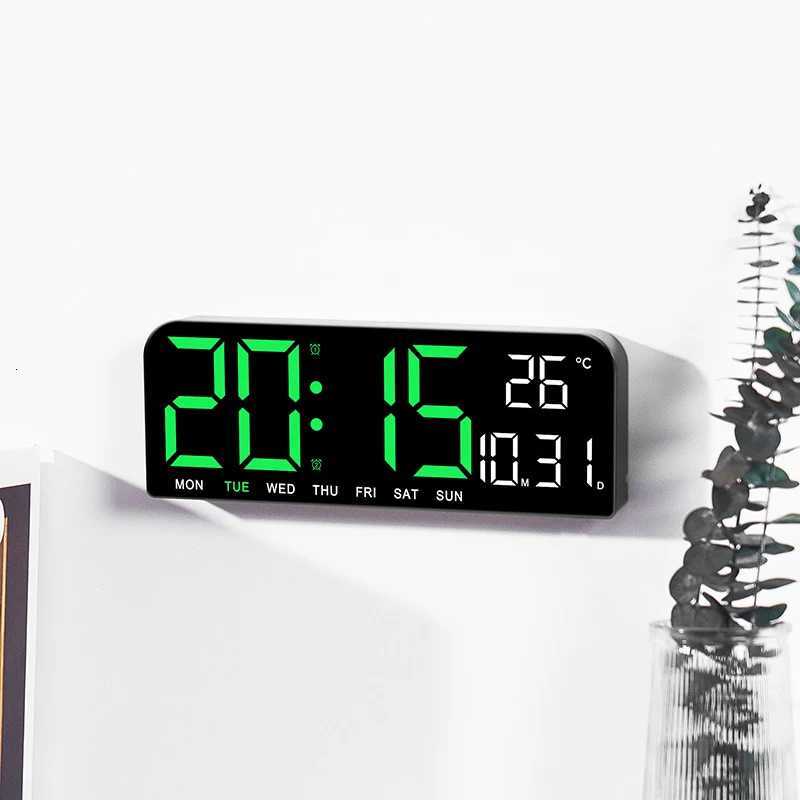Large LED Digital Wall Clock Temperature Date Week Display Countdown Table Clock Brightness Adjustment Two Alarm 1224h Clock C251015