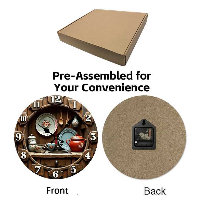 Vintage Kitchen Design Wooden Round Silent Hanging Wall ClockSuitable For Living RoomOfficeStudy RoomBedroomHome Decoration C251015