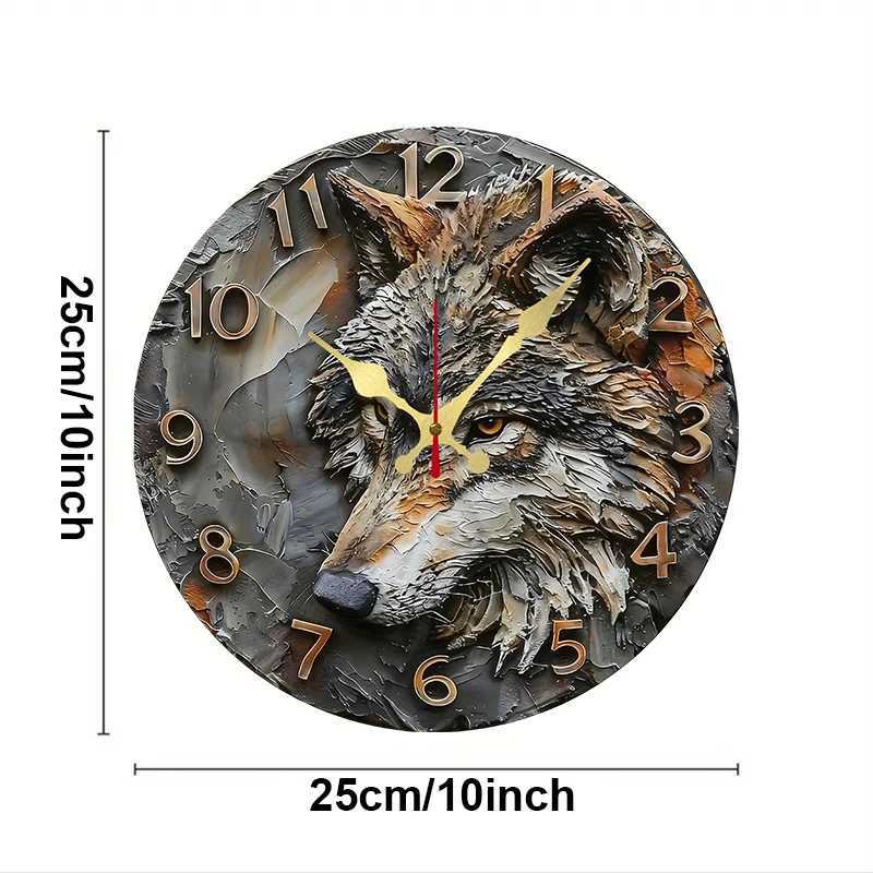 Fox Artistic Wooden Round Silent Hanging Wall Clock Suitable For Living Room Office Study Room Bedroom Home Decoration C251015