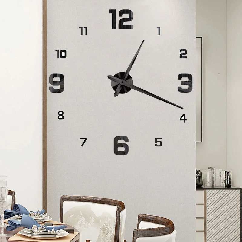 Large 3D DIY Wall Clock Giant Acrylic Mirror Clocks Frameless Big Horloge Home Decoration for Living Room Bedroom Wall Decor C251015