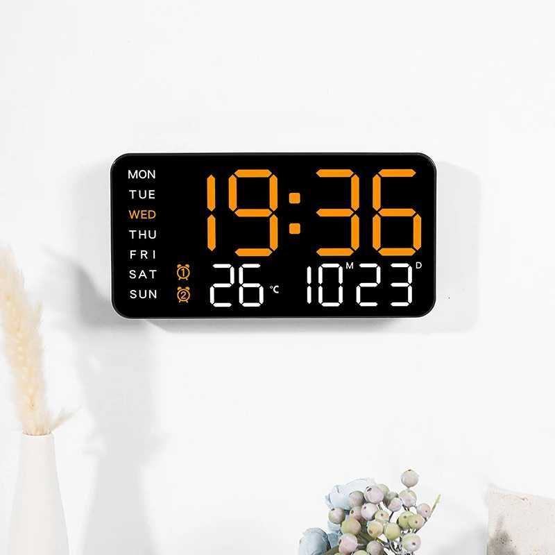 LED Digital Wall Clock Voice Control Temperature Date Week Display Brightness Adjustment 1224H Electronic Clock Home Decor C251015
