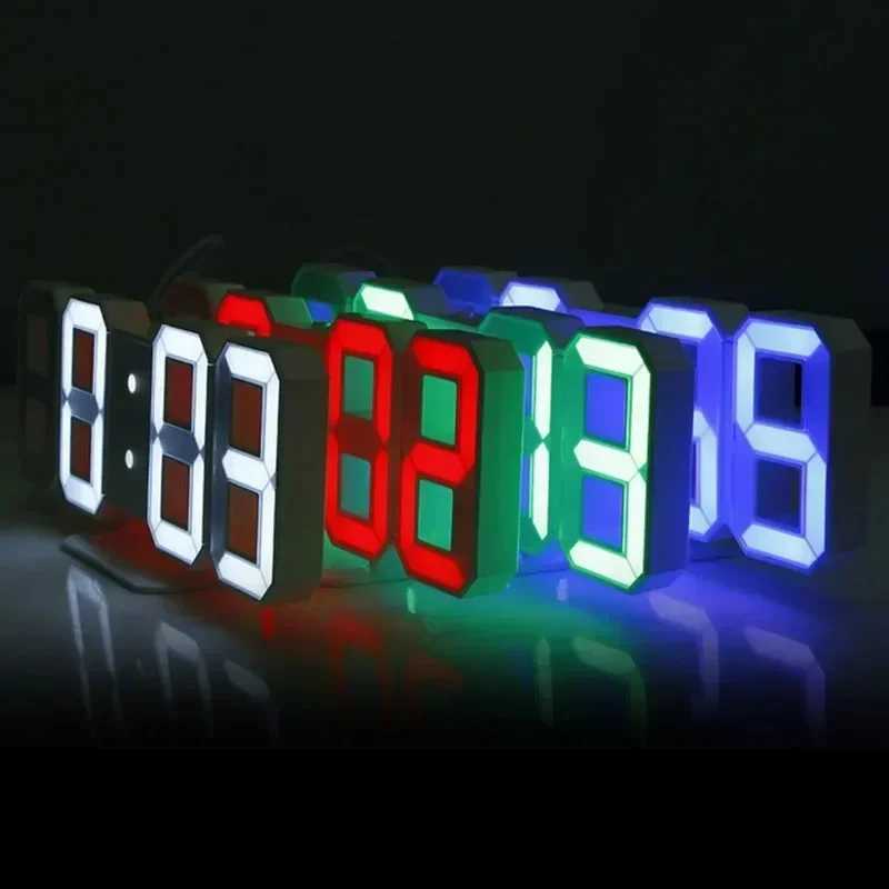 3D LED Digital Clock Decor Wall Decoration Glow Night Mode Decoration for Bedroom Adjustable Electronic Watch Clocks Watches C251015