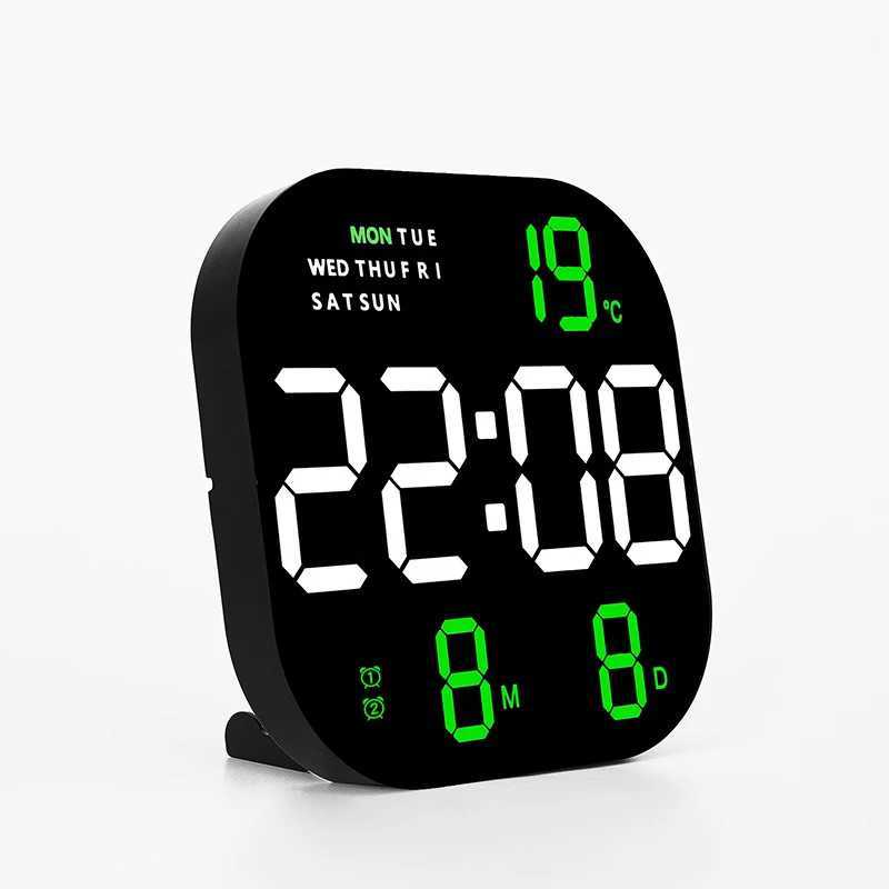 Digital Wall Clock Remote Control Temperature Date Week Display Memory Mode Desktop Clock Dual Alarms LED Clock Room Decor C251015