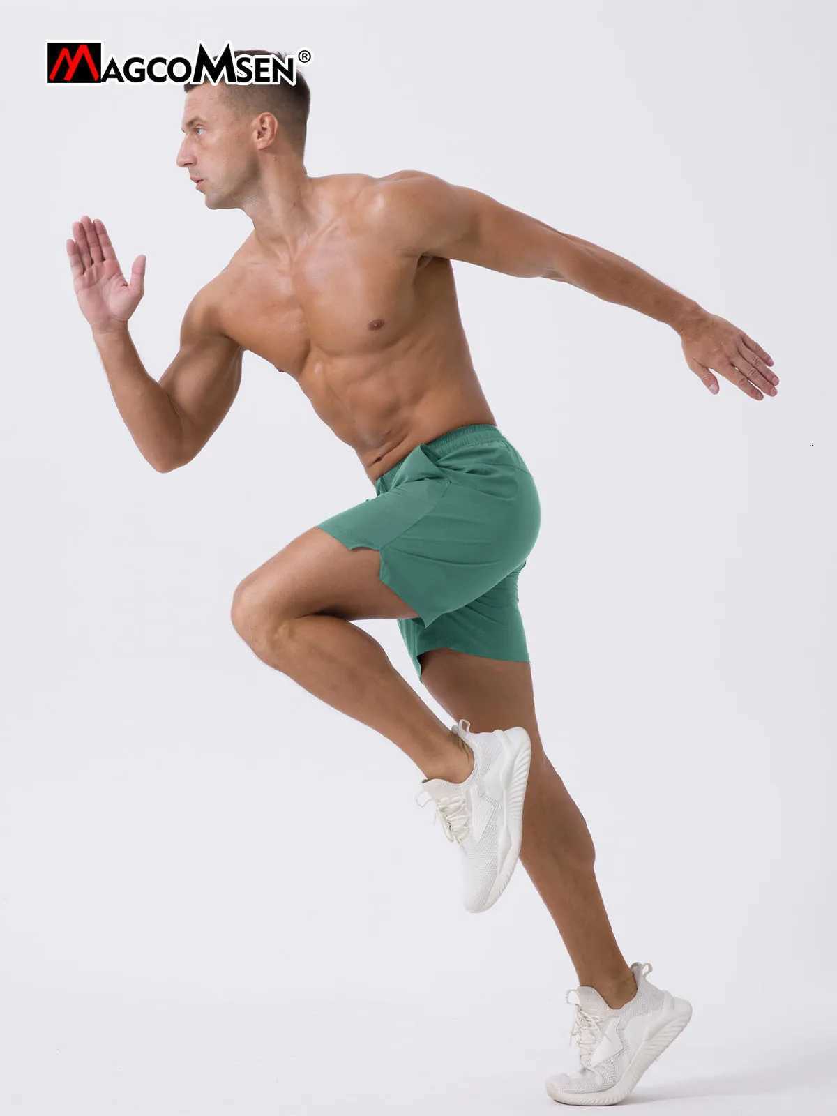 MAGCOMSEN Mens Running Shorts Summer Elastic Breathable Drawstring Pocket Shorts QuickDry Lightweight Water Resistan ShortsT251015