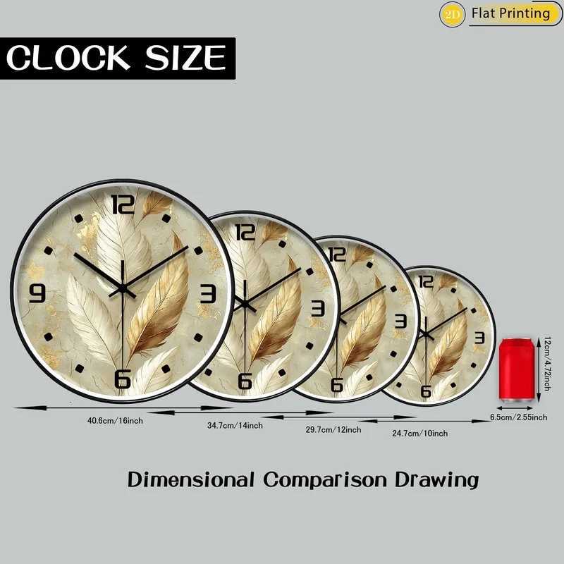 Simplicity Golden feather pattern Non Ticking Wall Clock Exquisite choice for New Year Christmas presents C251015
