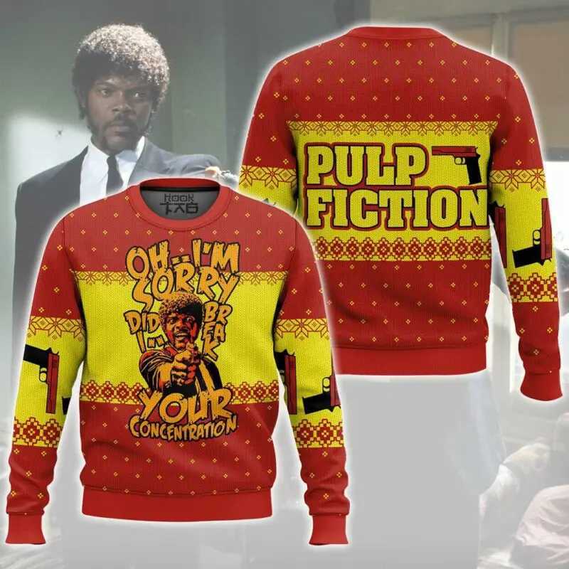 Merry Xmas Again Pulp Fiction Ugly Christmas Sweat Vintage Fiction Movie Sweater Mens Womens Holiday Party Jumper Xmas Gift 2026 J251015