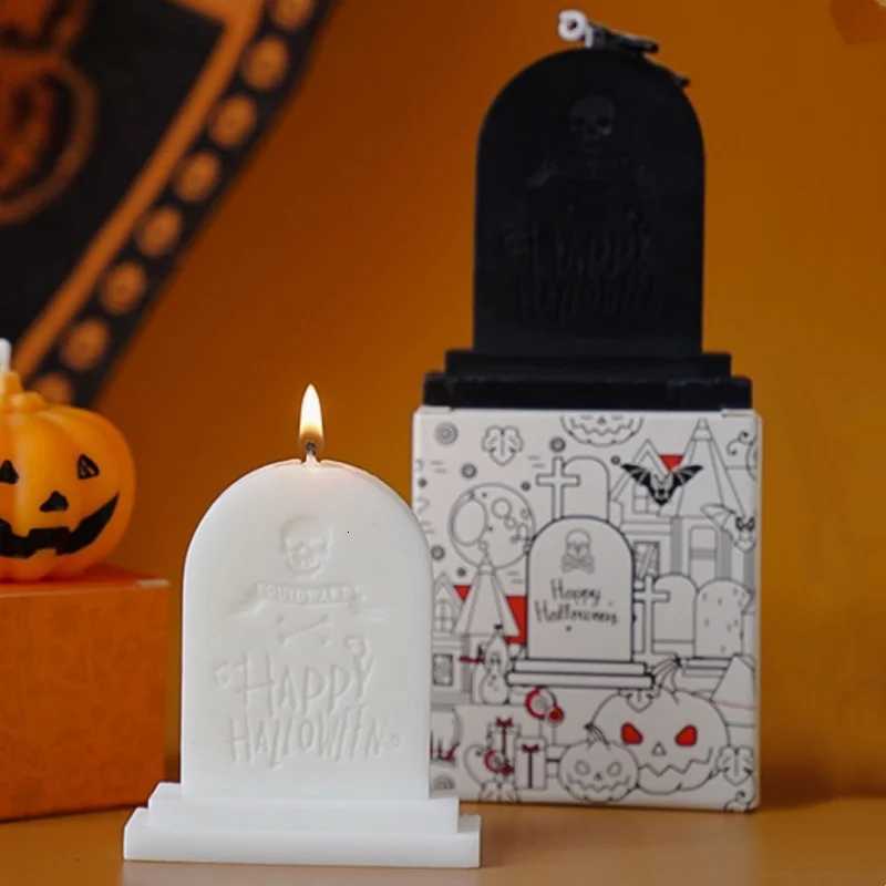 1pc Skull Tombstone Scented Candle Home Desktop Fragrance Ornament for Halloween Wedding Party Autumn Decoration Holiday Gift C251015