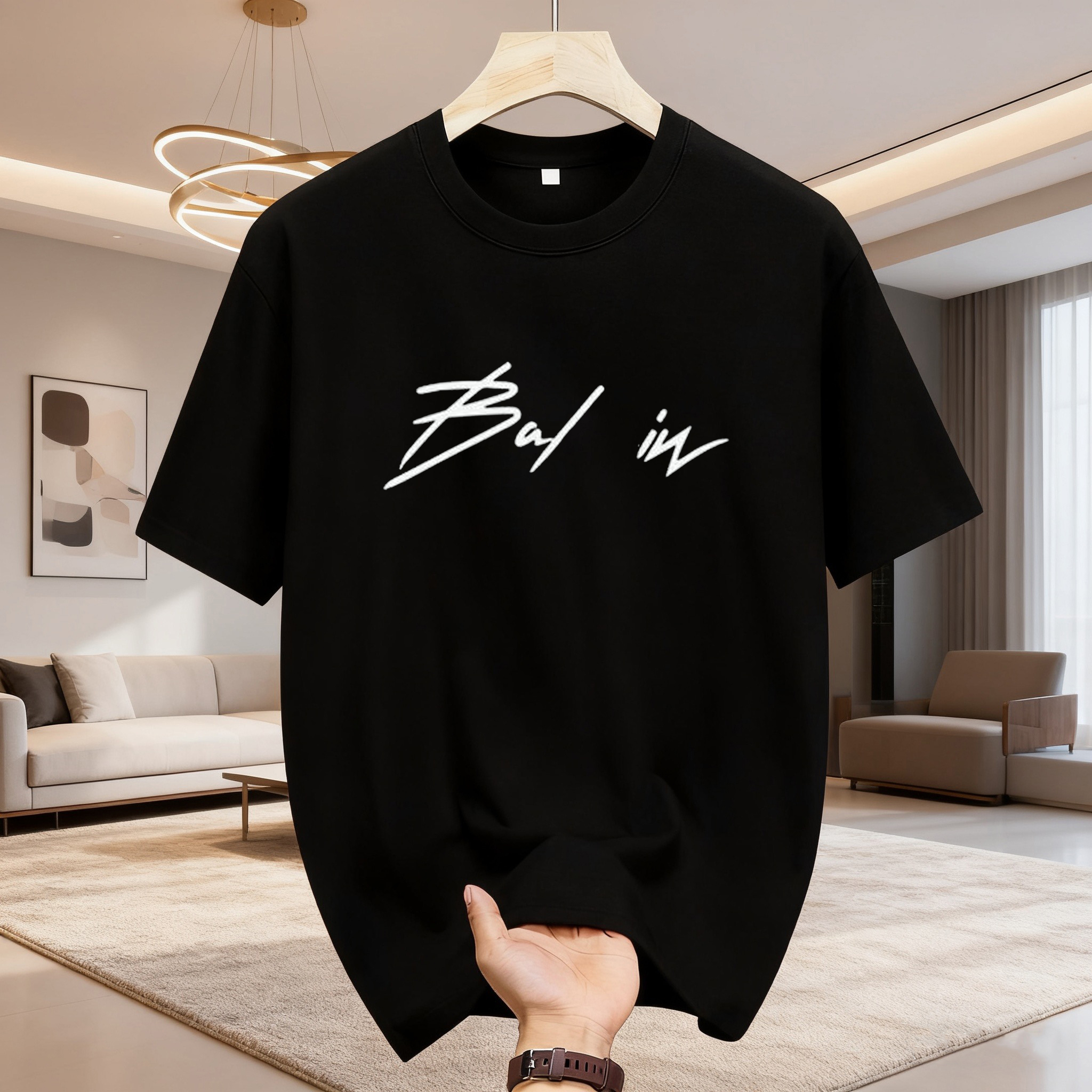 Fashion designer T-shirt summer Joker short-sleeved fashion T-shirt printed with the same letters for men and women loose senior round neck.