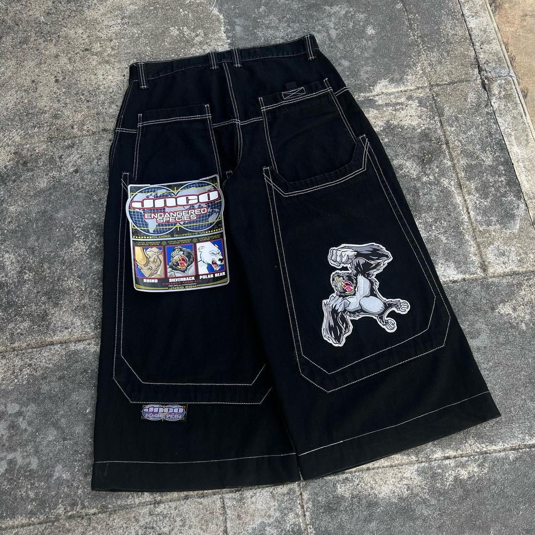Men's Jeans American Hip-hop Skateboarding Teen Fashion Brand Loose Large Pocket Aipper Wide-leg Pants High Street Trend Print Versatile Loose Je