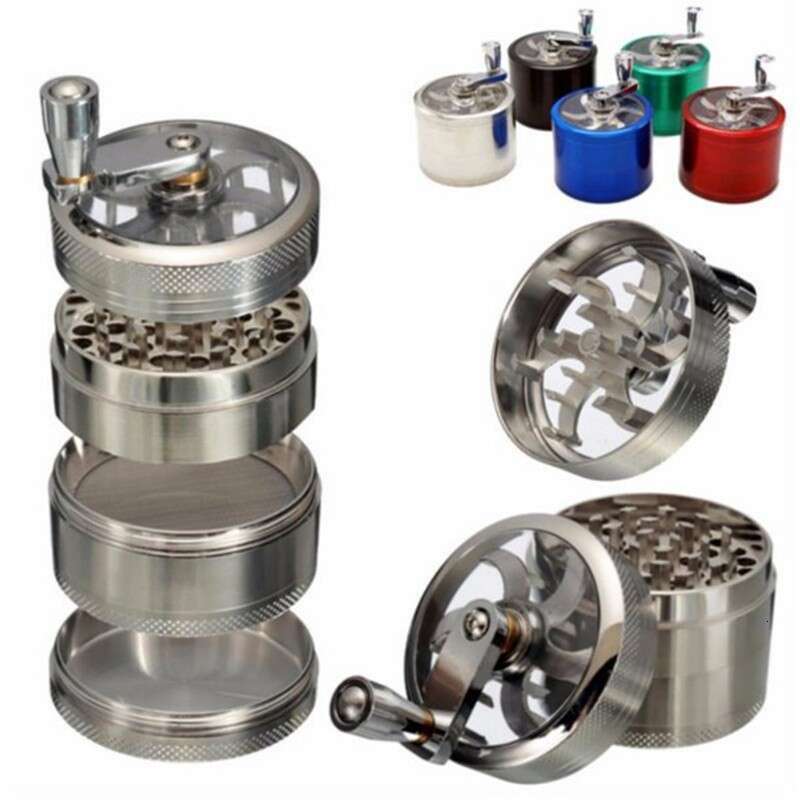 40mm Zinc Alloy 4-Layer Hand-Cranked Metal with Handle Grinder Logo can be added Smoking accessories