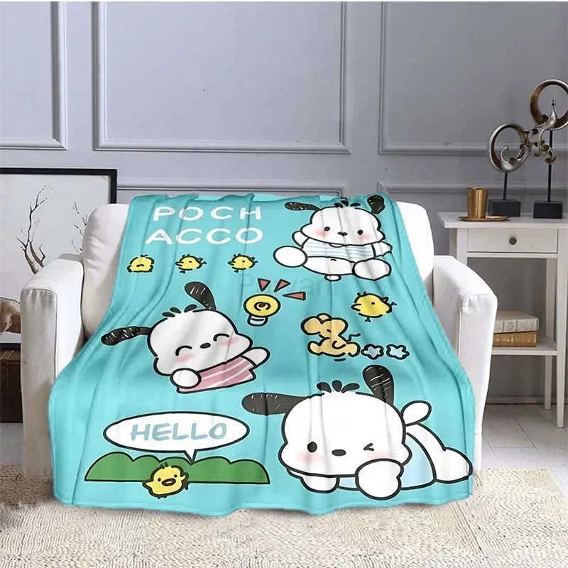 Sanrio 6 Sizes Sanrio Pochacco Printed Blanket Children Adult Blanket Soft and Warm Bedding for Bed Sofa Outdoor Travel Cover Blanket L251015
