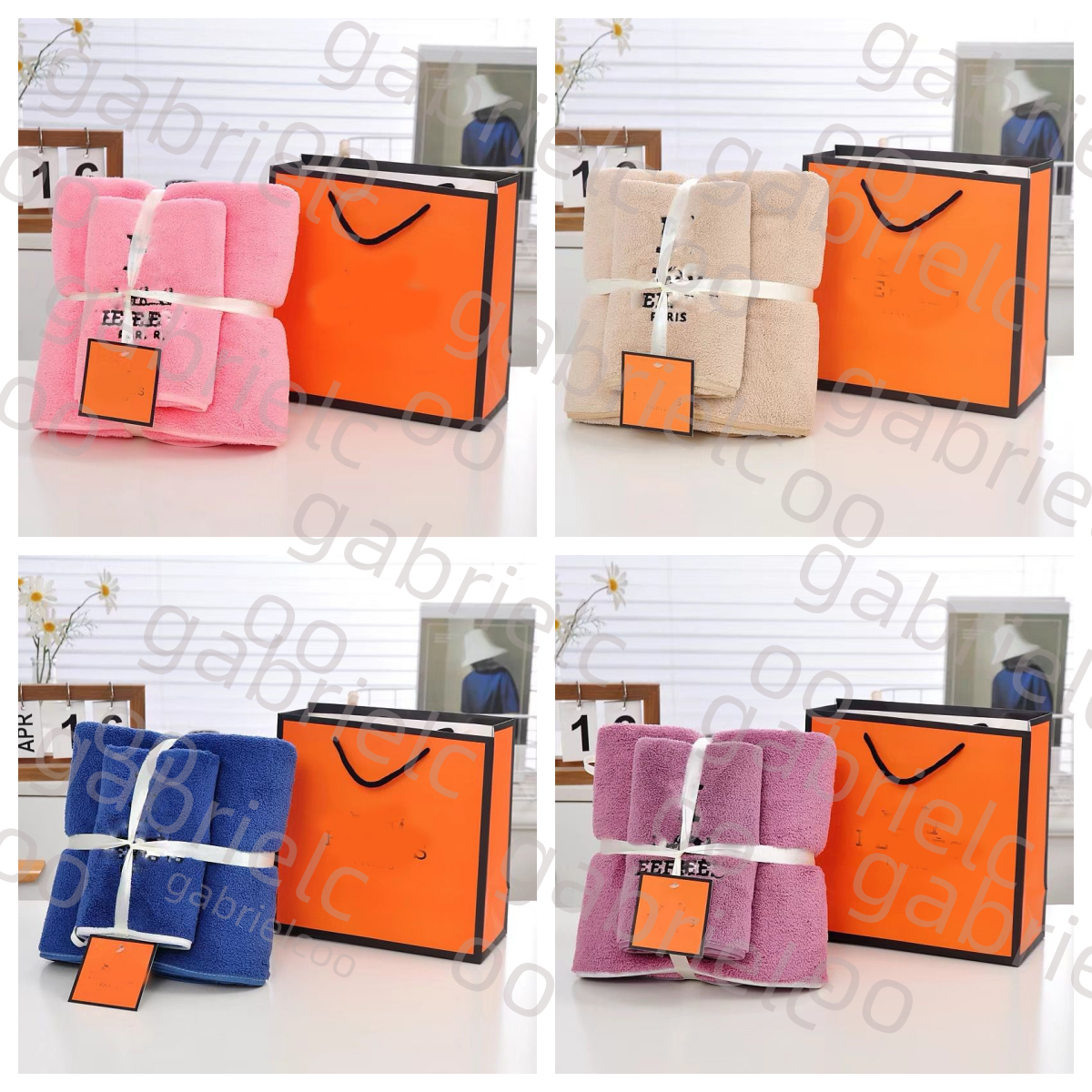 Luxury designer bath towel set with colorful European minimalist letter embroidered towel absorbent towel quick drying beach towel with gift box