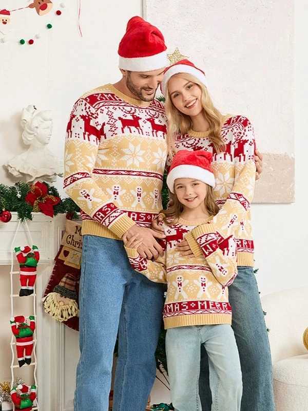 Christmas Knitted Sweater Women Fashion Christmas Party Parentchild Outfit Long Sleeve O Neck Knitwear Pullover Sweaters 2025 J251015