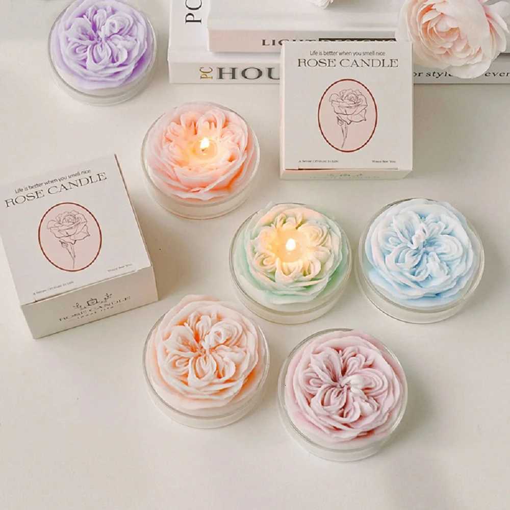 Rose Scented Candle Soy Wax Flower Aromatherapy Scented Candle for Valentines Day Birthday Wedding Gifts Home Decoration Candle C251015