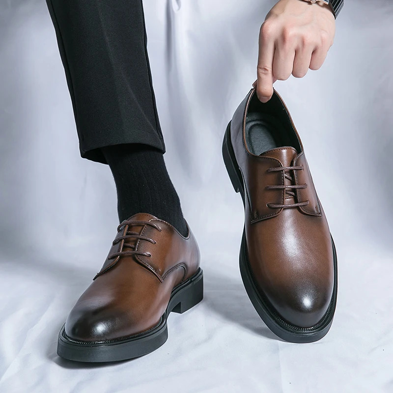 Classic Italy Pointed Toe Leather Shoes Men Oxfords Business Formal Office Men Shoes Boos Dress Men Black Wedding Shoes 251014