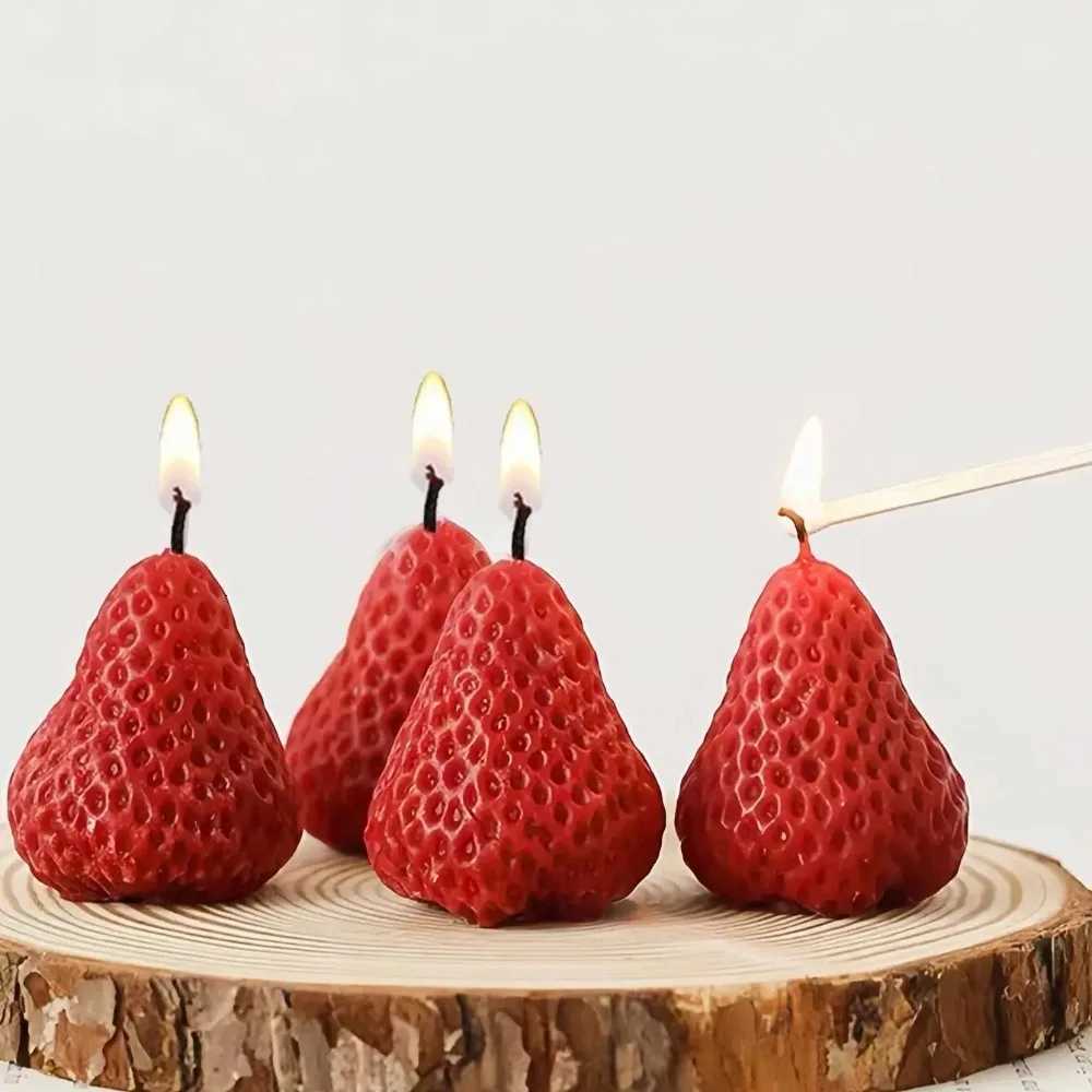 248Pcs Strawberry Shape Candle Aromatherapy Wax Scented Handmade Candle for Birthday Wedding Party Gift New Year Home Decor C251015