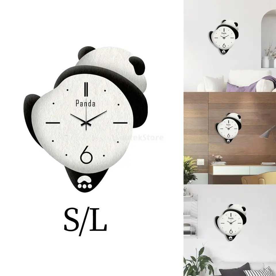 Panda Decor Silent Wall Clock Decorative Clock Adorable Battery Operated Room Mute Fashion Kitchen Wall Clocks Sweep Movement C251015