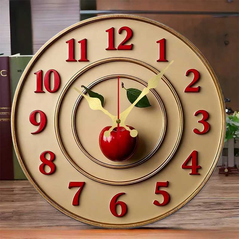 Vintage Themed Wooden Round Silent Hanging Wall Clock Suitable For Living RoomOfficeStudy RoomBedroom Home Decoration C251015