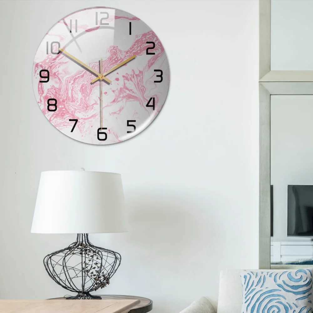 Luxury 3D Acrylic Black Gold Marble Pattern Wall Adhesive Clock Metal Needle Silent Clock Mechanism Modern Living Room Home Deco C251015