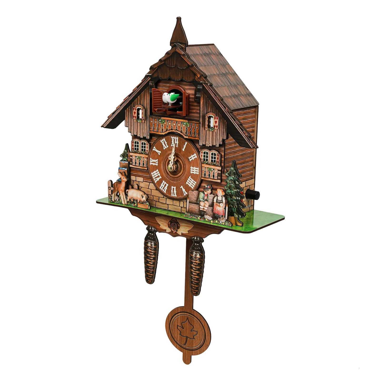 Cuckoo Wall Clock Retro Wooden Wall Clock with Pendulum Wall Clock Decoration Hanging Clock for Bedroom Living Room Office C251015