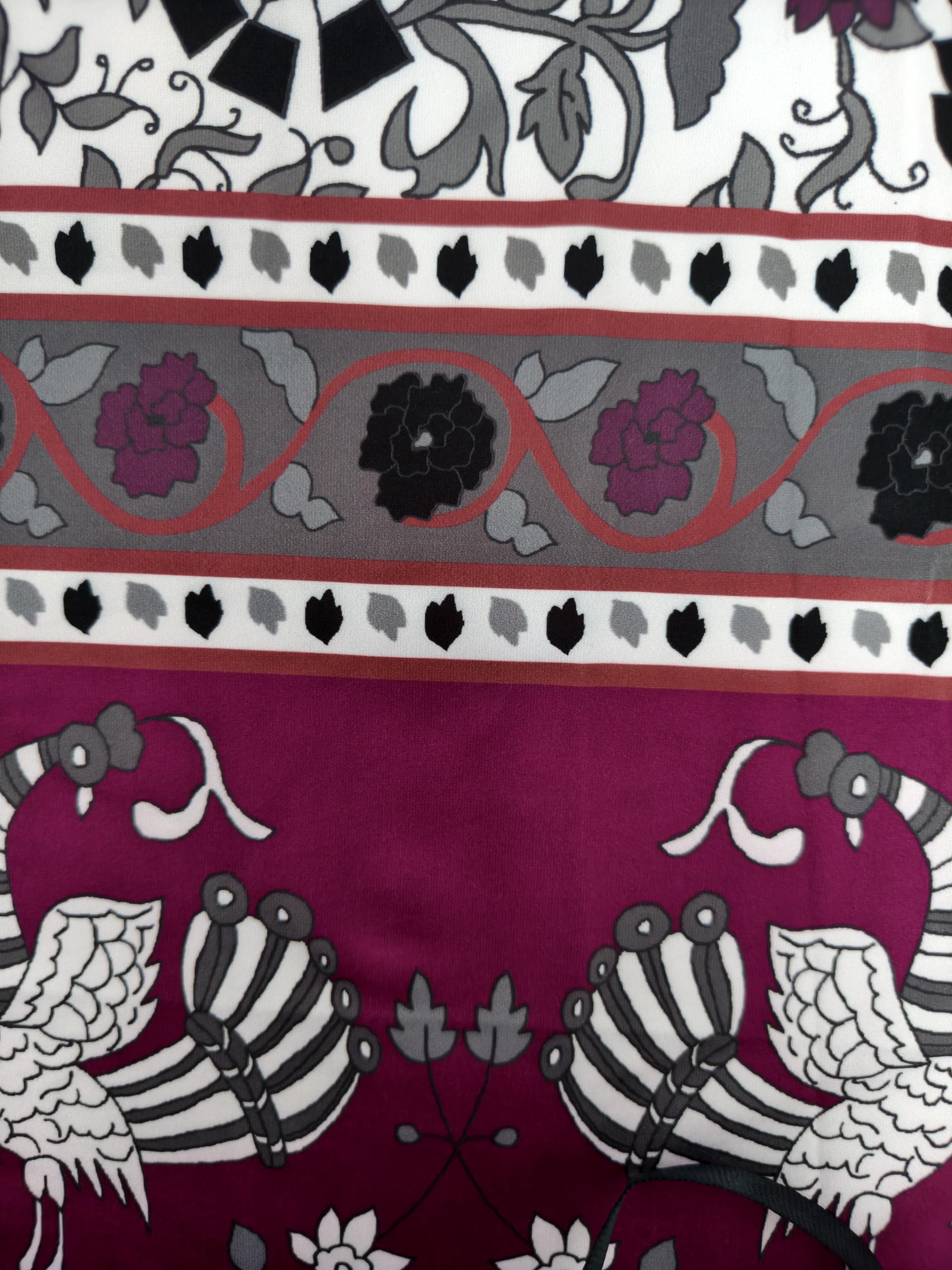 Elegant Womens Mid-Length Dress with Full Print Design for Fall/Winter - Ethnic & Vintage Style-CF43583