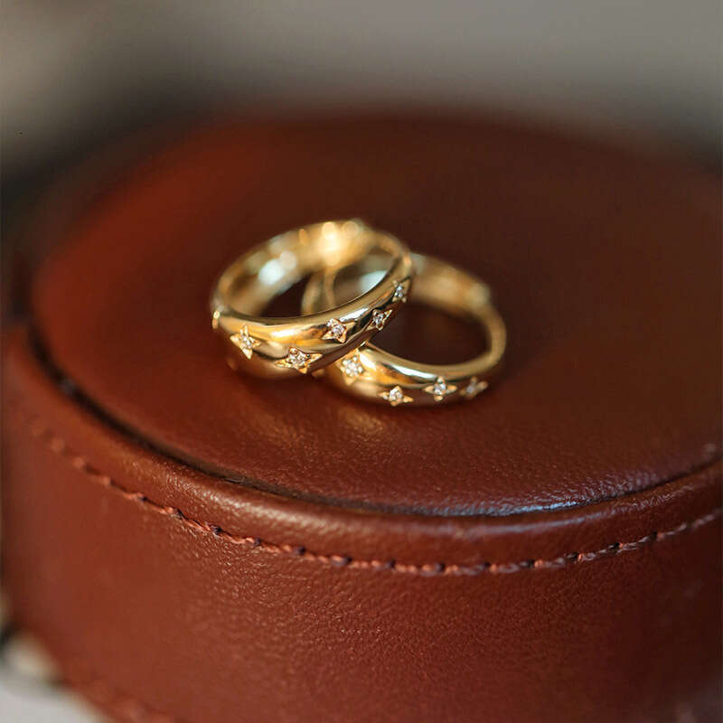 Earrings Designer for Women Luxury jewelry Four pointed star earring Zircon inlay 925 silver plated with 14K gold Exquisite Unique Festival Vacation g