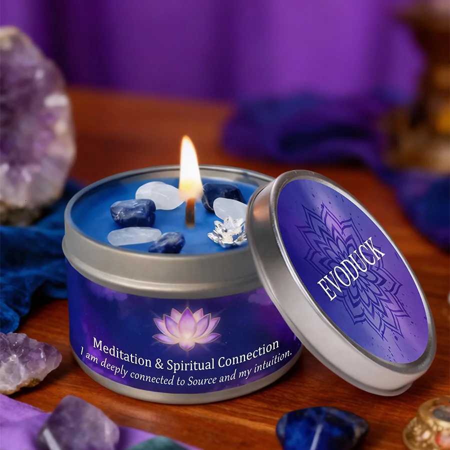 3oz Divine Guidance Scented Candle with Crystalsfor Gifting to Female Friends Perfect for Christmas Halloween Home Use C251015