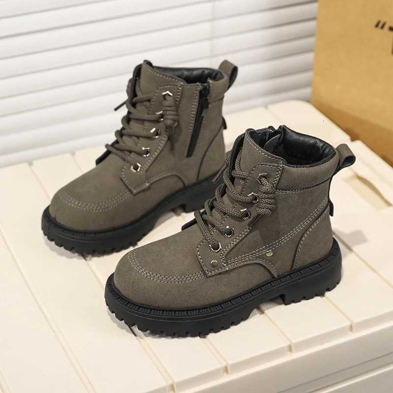 Winter Boys Pu Leather Boots Fashion Plush Warm Outdoor Nonslip Kids Casual Shoes Cool Luxury Retro Childrens Boots Size 2738T251015