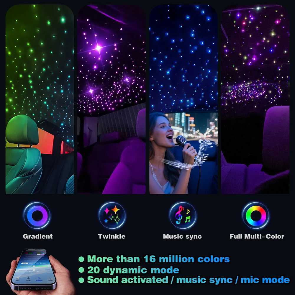 16W Twinkle Car Star Ceiling Light DC 12V Star Ceiling Fiber Optic Light Kit Atmosphere Ceiling Car Roof Star for Car Home Party X251015