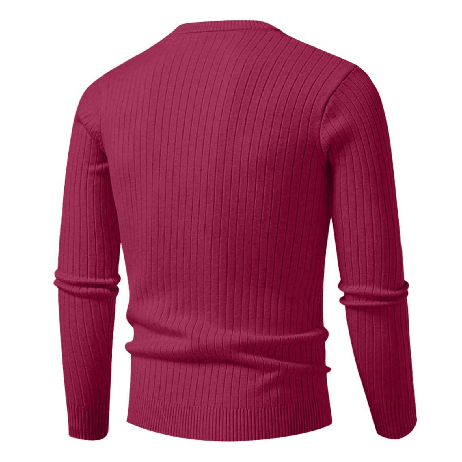 Mens Autumn Pullover Sweaters Solid Color Cable Knit Round Neck Sweater Slim Fit Long Sleeve Tops Warm Base Layer Knitwear J251015