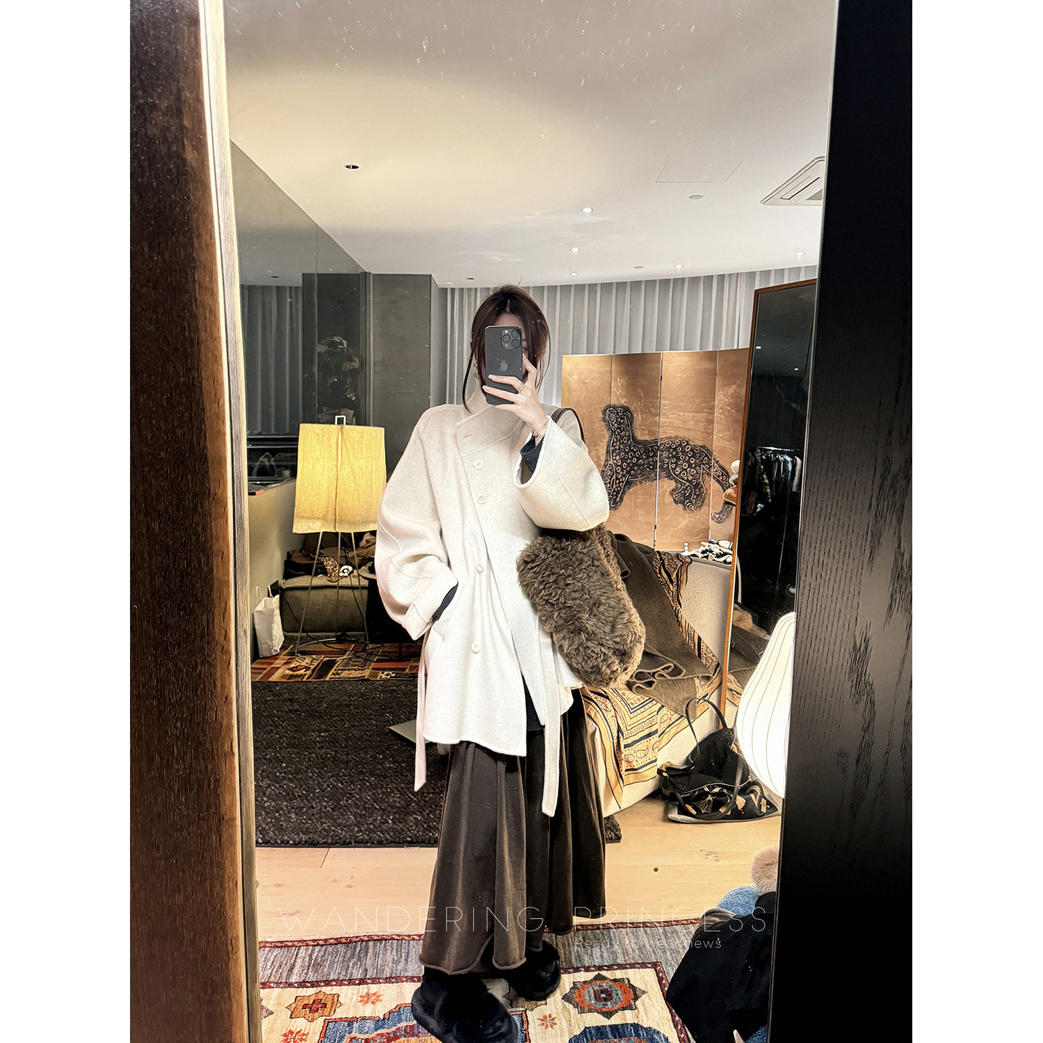 2025 Autumn/Winter New Women's High end Double sided Cashmere Coat Short Autumn/Winter Designer design Jacket Winter New Loose Lace Small Luxury 