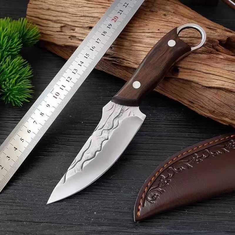 Handforged Stainless Steel Sharp Meat Knife Outdoor Camping Colorful Wood Handle Multifunctional Portable Small Knife H251015