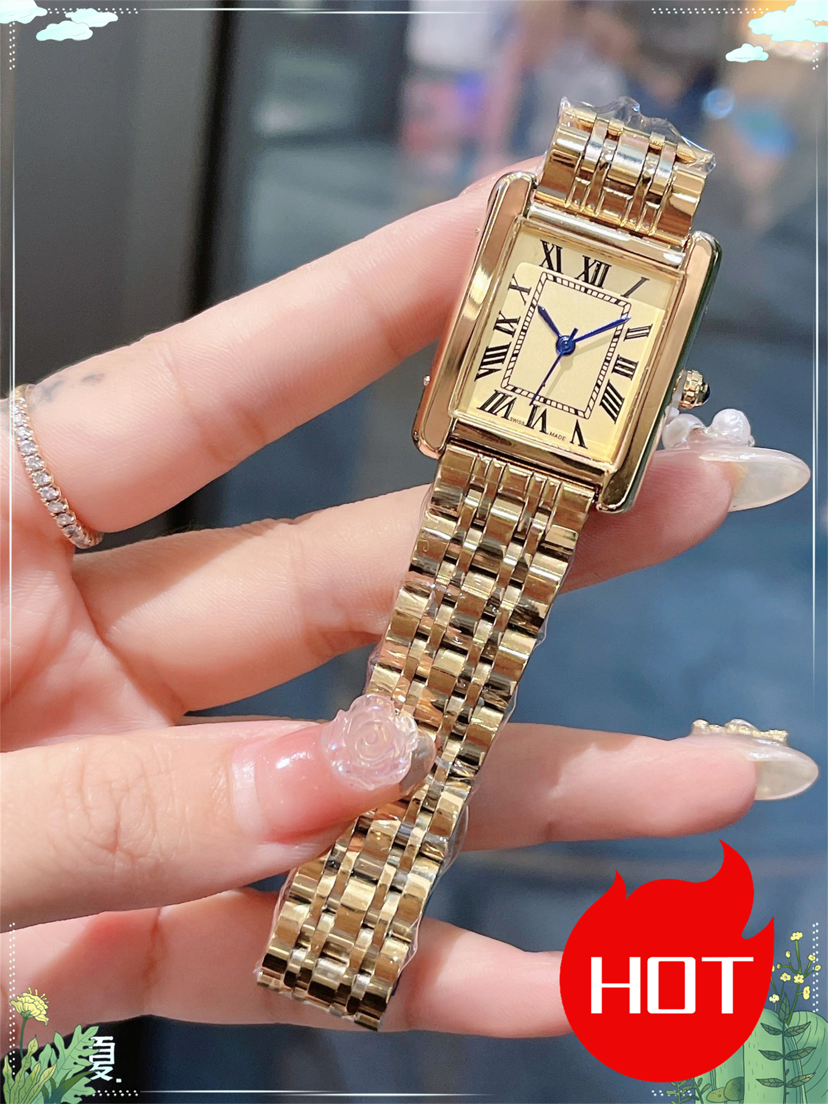 Luxury Womens Square TANKity Watch Designer Watches Premium Quartz Movement Stainless Steel Bracelet Sapphire Glass Waterproof women Wristwatches #252