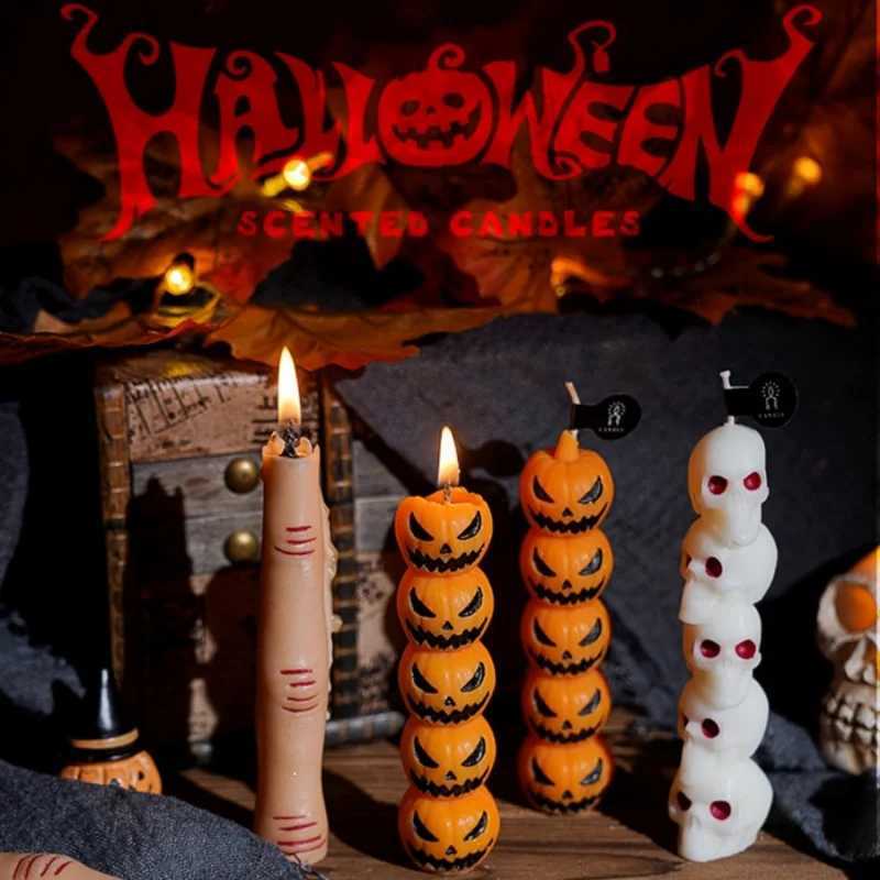 1pc Halloween Pumpkin Candle Finger Skull Head Scented Candle Party Decoration Ornament Gift Photography Prop C251015