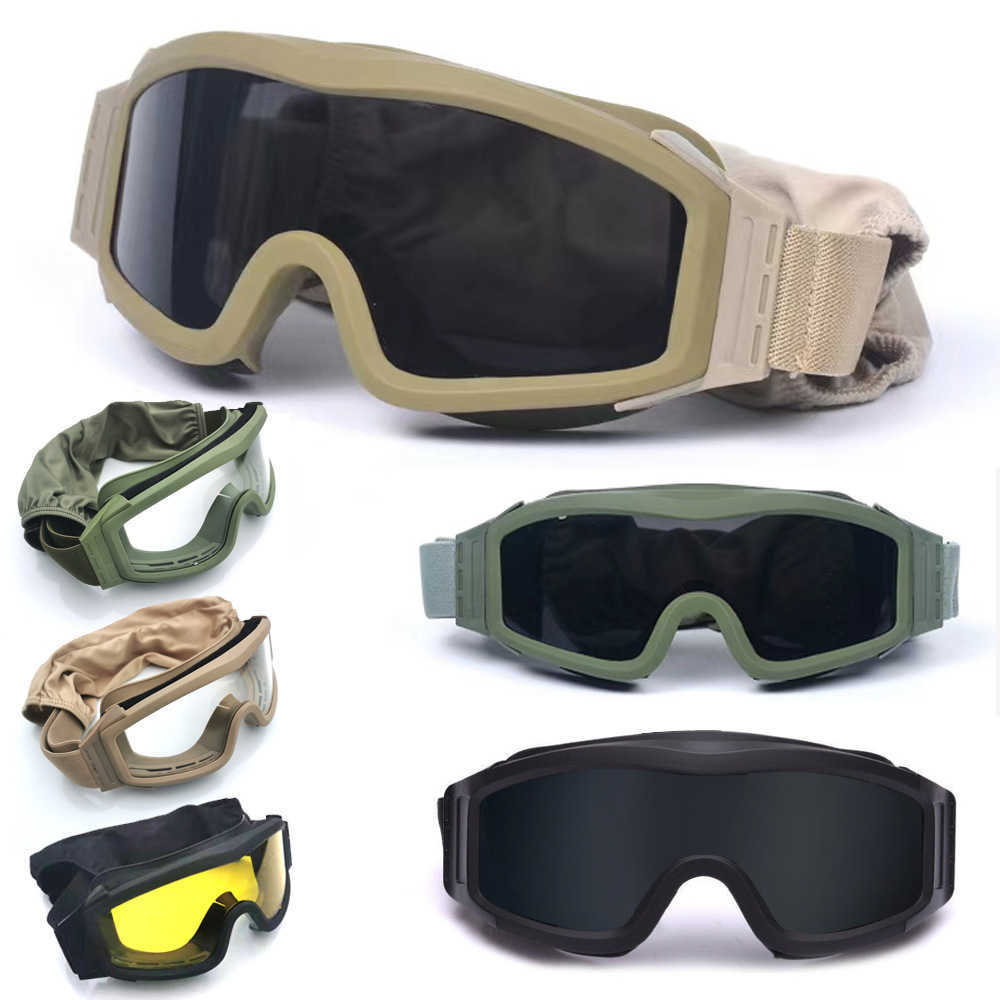 Desert Realistic Tactical Goggles Large Frame Windproof Sandproof Impactresistant Offroad Glasses Safety Goggles H251015