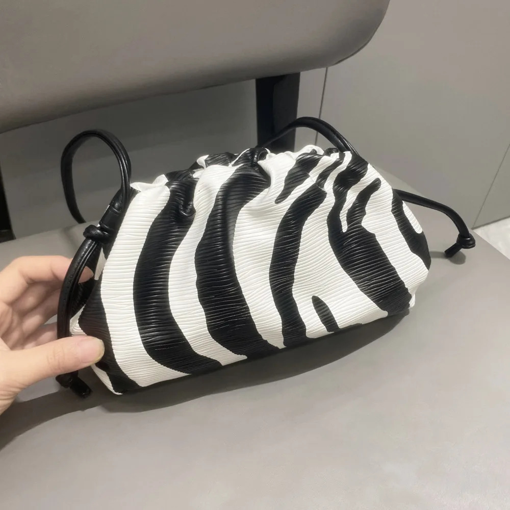 n Pleated Cloud Clutch Bag Zebra Print Shoulder Sling Crossbody Mini for Evening Parties Daily Use 251014