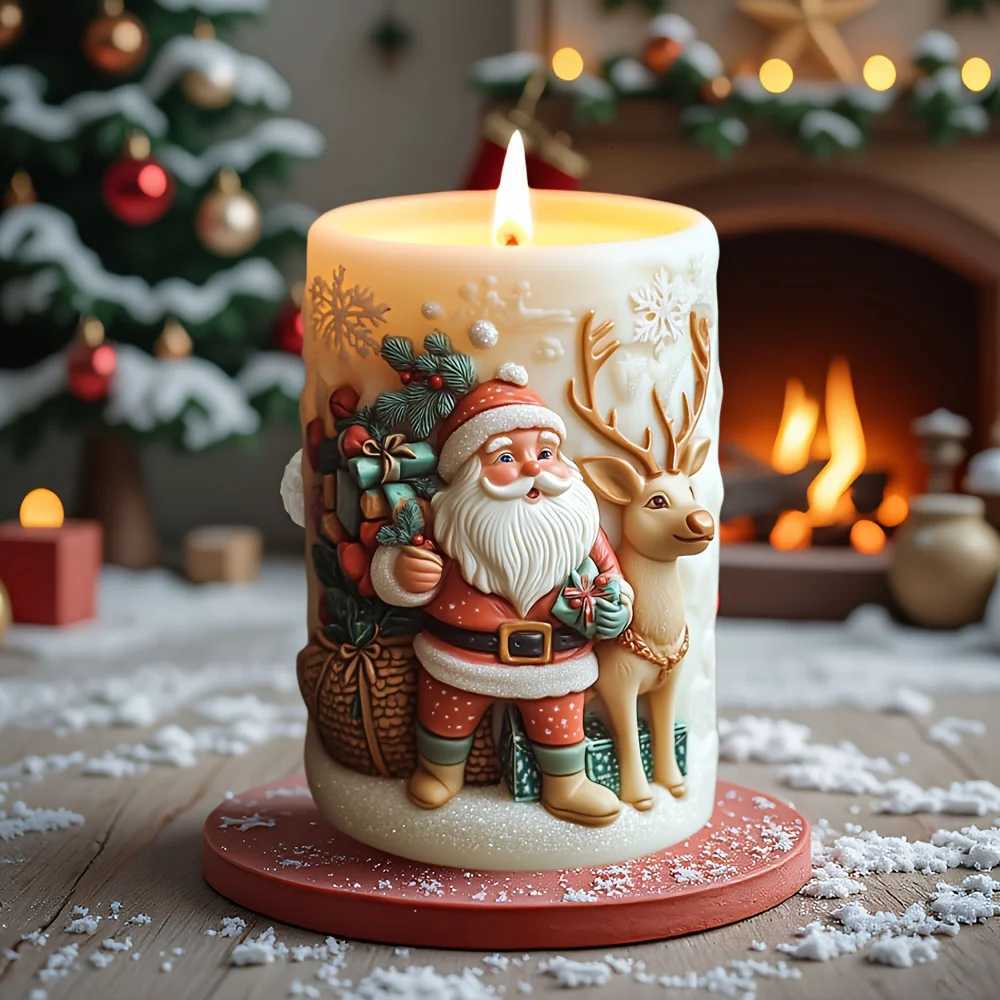 Magic House Christmas Santa Scented Candle Silicone Mold Magic House Forest Christmas Santa Gift Candle Mold Resin Gypsum Molds C251015