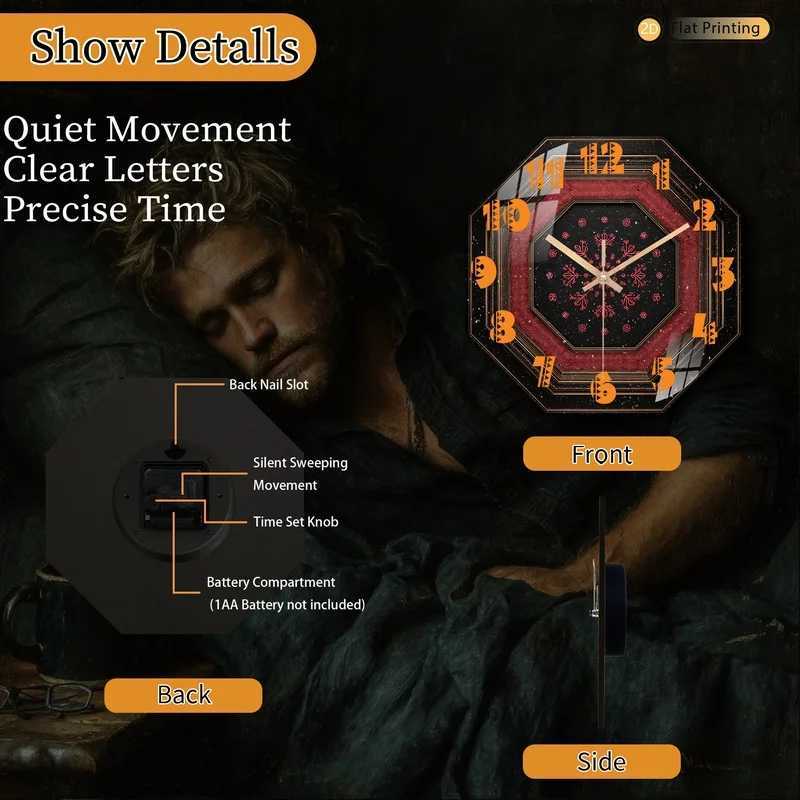 1pc Sophisticated Winter Snowflake Octagon Black Wooden Wall Clock for Living Room Bedroom Birthday Mothers Day Gift C251015