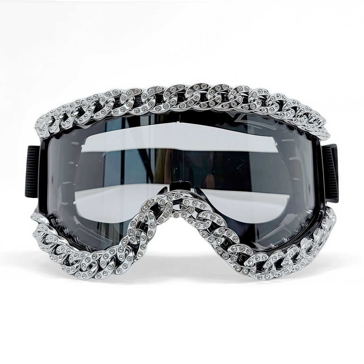Fashion Rhinestone Chain Goggles Offroad Motorcycle Racing Goggles Outdoor Riding Windproof Glasses Skiing H251015