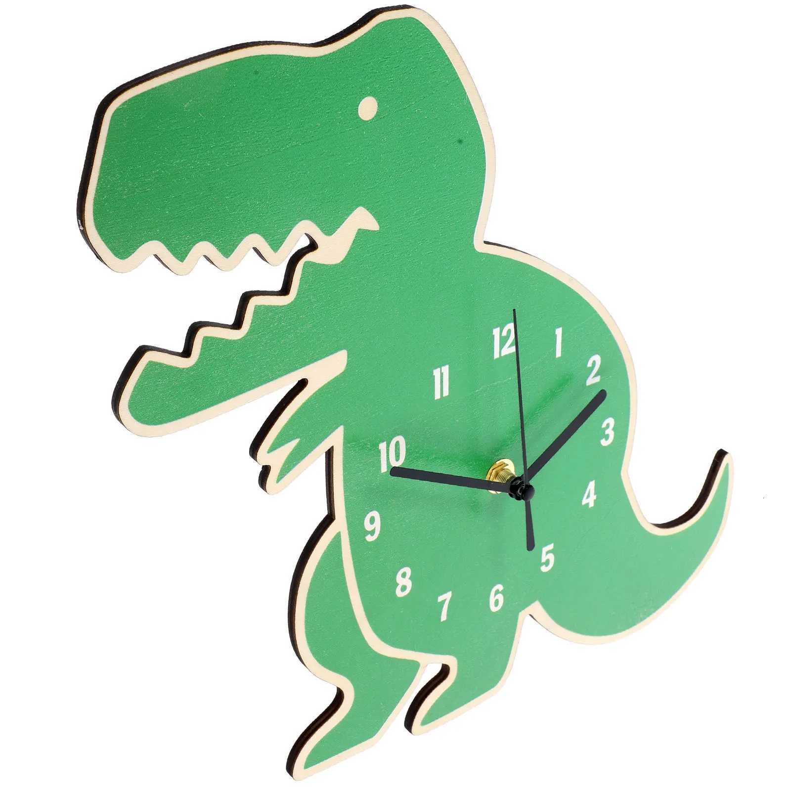 Dinosaur Wall Clock Silent Room Decor Cartoon Image Green Basswood Non Ticking Bedroom Living Room Student Clock C251015