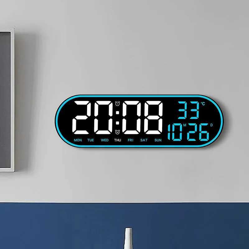 LED Digital Wall Clock Remote Control Electronic Mute Clock with Temperature Date Week Display 15inch Timing Function Clock C251015