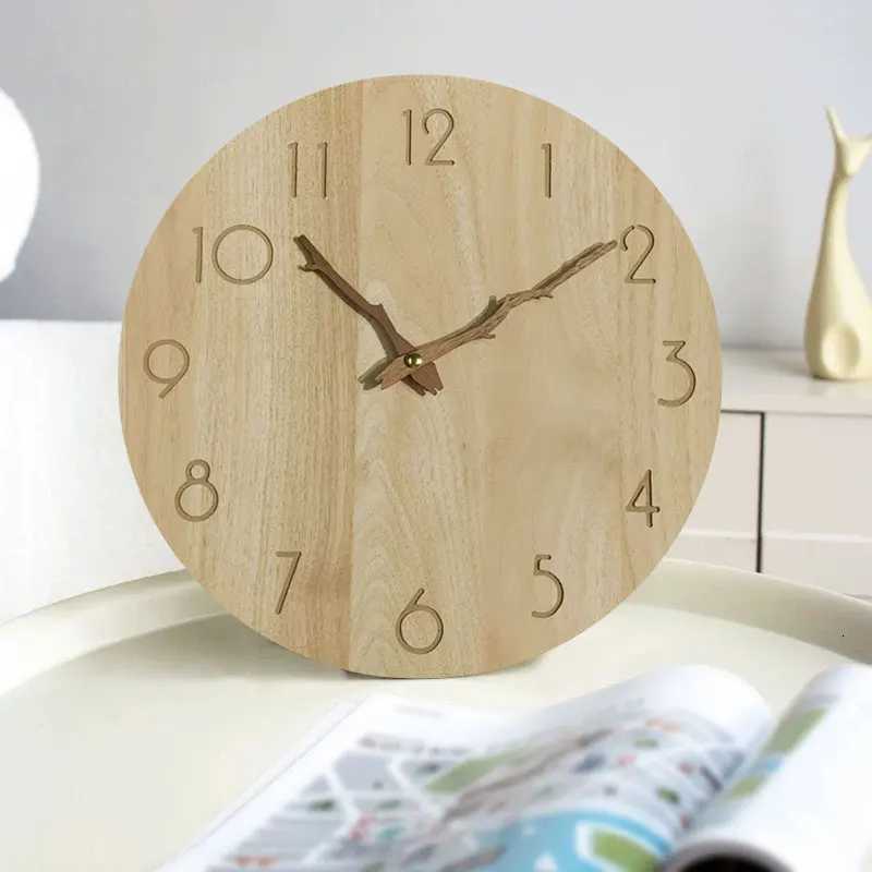 Wooden Arabic Numeral Wall Clock Simple Round Wall Clock Silent Wall Clock No Ticking Living Room Bedroom Decoration Clock C251015