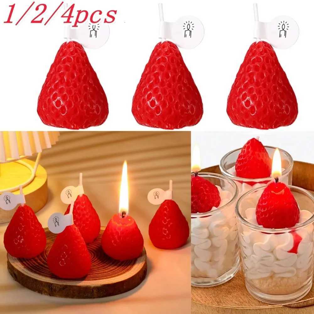 248Pcs Strawberry Shape Candle Aromatherapy Wax Scented Handmade Candle for Birthday Wedding Party Gift New Year Home Decor C251015