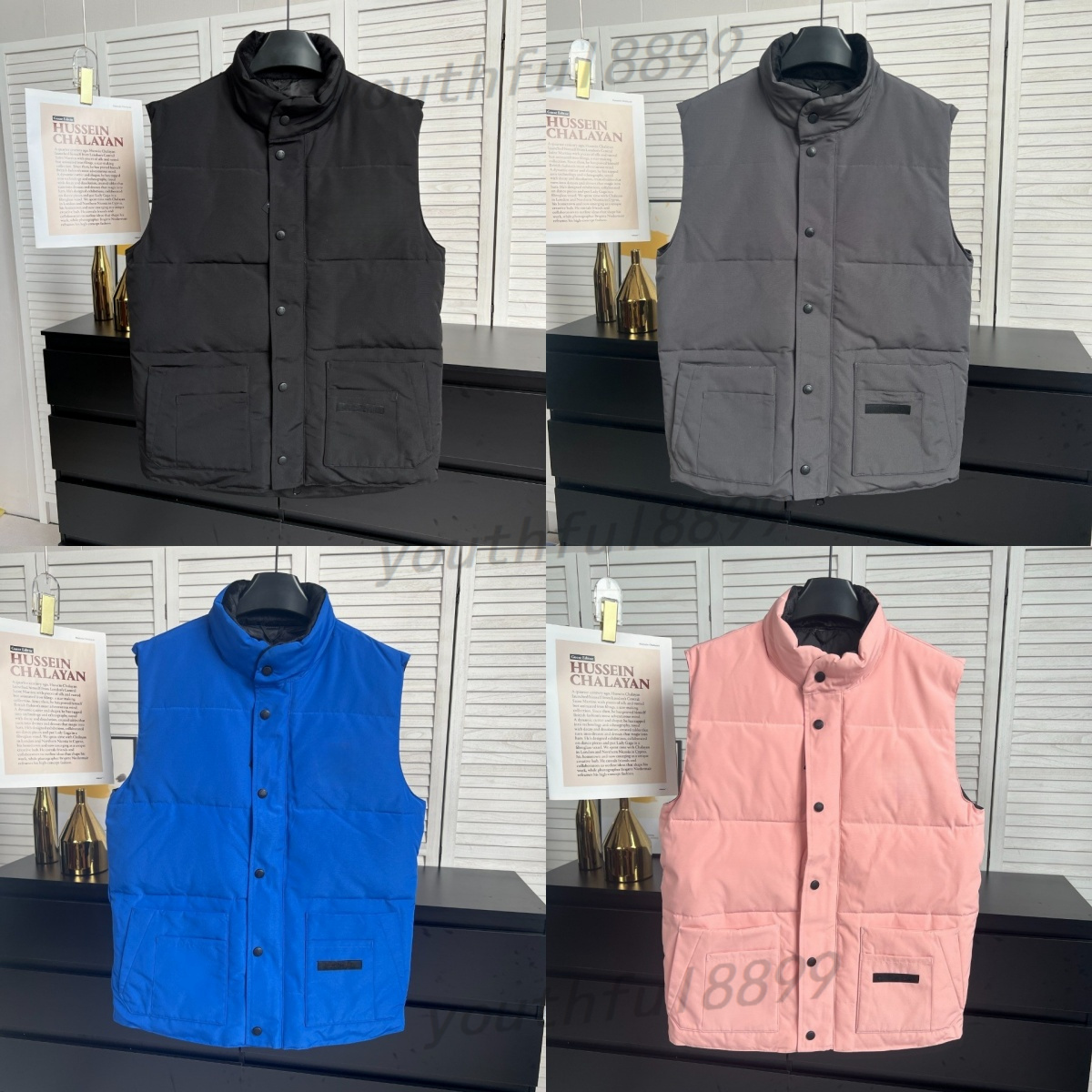 Mens Vest Designer Vest Body Warmer Gilet Jacket Men Designer Stand Collar Zipper Button Letters Embroidery Casual Slim White Duck Down Winter Mens Femme Veste