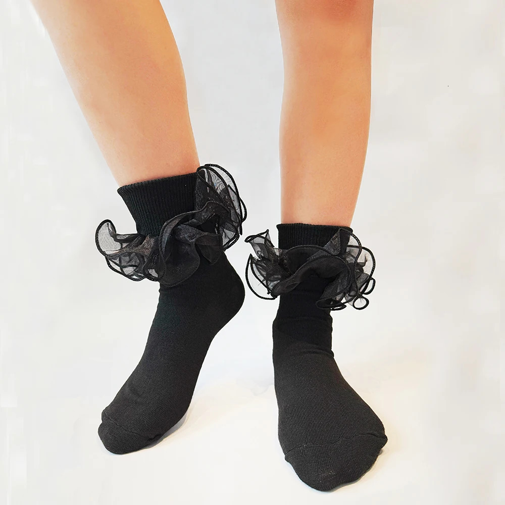 1 Pair Women Girls Spring Summer Lace Bow Socks Short Sock Soft Cotton Ruffle Fashion Socks 251015