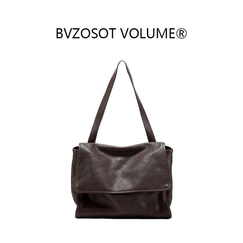 Vintage vegetable-tanned top-grain cowhide handbag briefcase women's genuine leather bag large capacity commuter bag