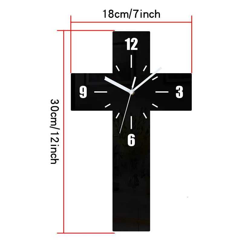 Cross Clock Pendant Silent Suitable for Home Decoration Wall Decoration Halloween Room Decoration C251015